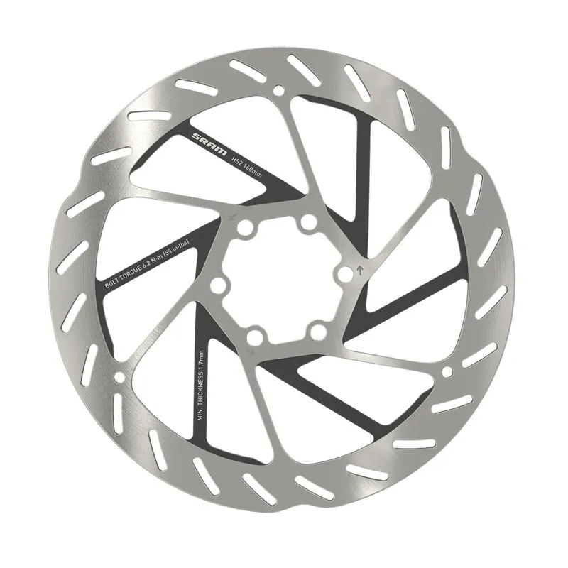 SRAM HS2 6-bolt Rounded Brake Rotor w/ Steel Bolts in Silver 200mm