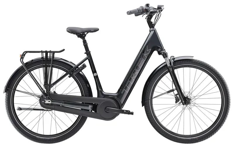 2026 Trek District+ 3 Lowstep 725w Electric City Bike in Lithium Grey