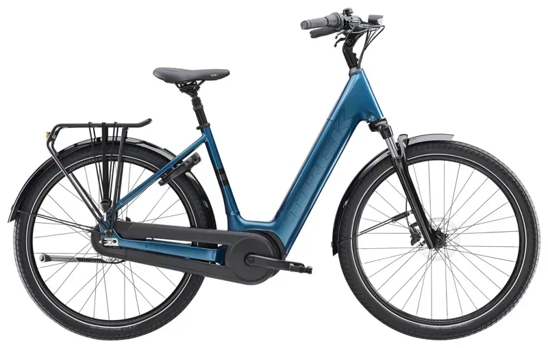 2026 Trek District+ 3 Lowstep Electric City Bike in Dark Aquatic