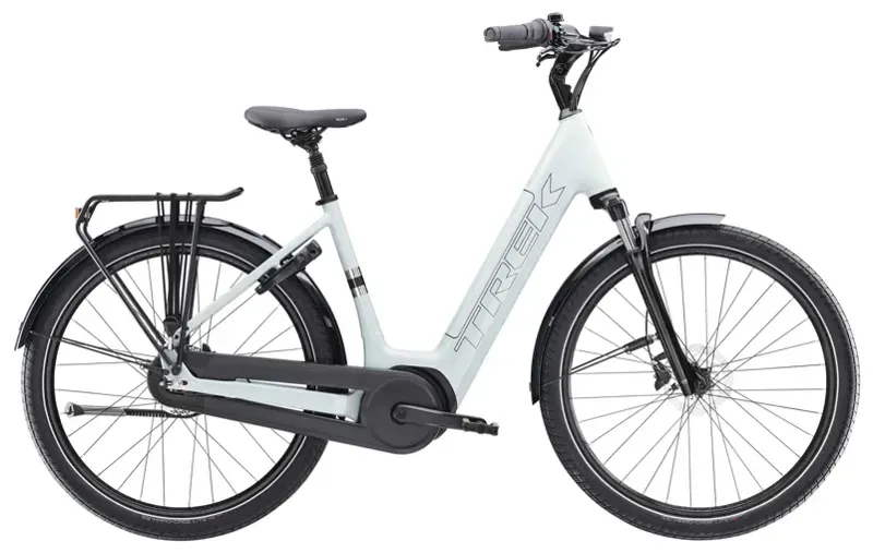 2026 Trek District+ 3 Lowstep 525w Electric City Bike in Plasma Grey