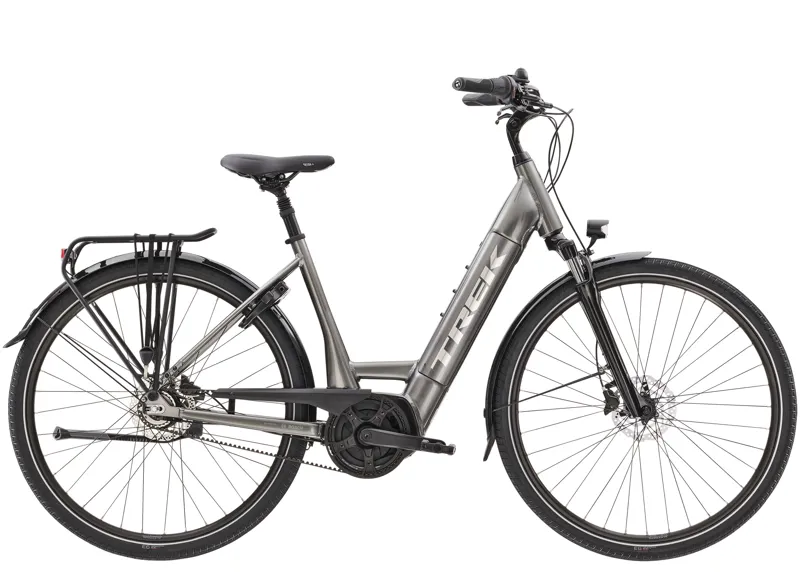 Trek District+ 7 Lowstep Hybrid Bike in Grey