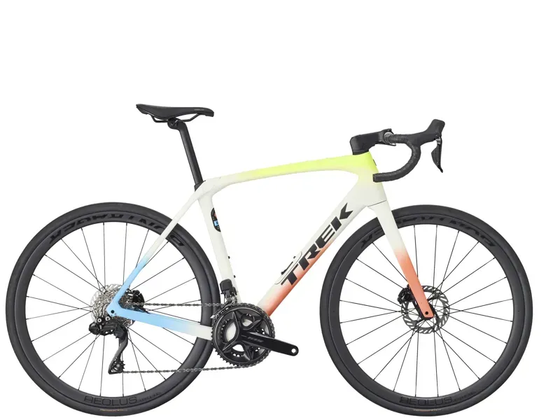 2026 Trek Domane SL 6 Carbon Road Bike in White/Glowstick/Coral Fade