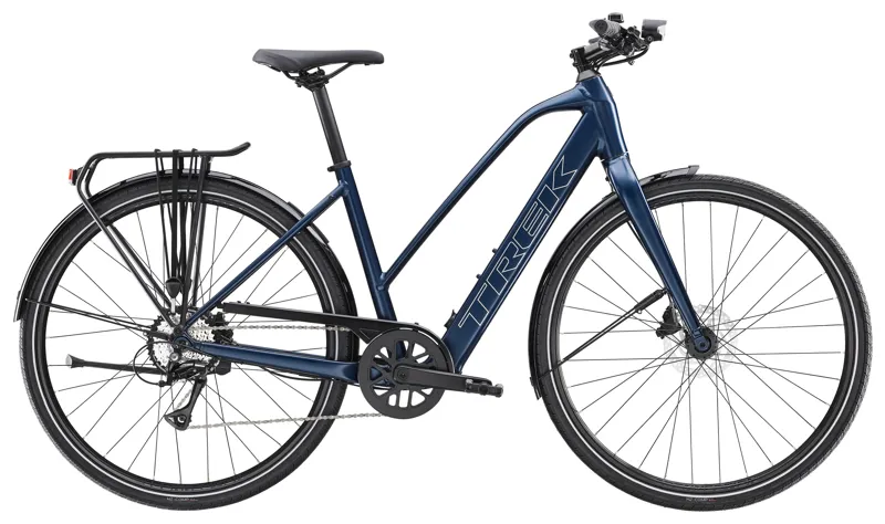 2024 Trek FX+ 2 Stagger Hybrid E-bike in Satin Mulsanne Blue