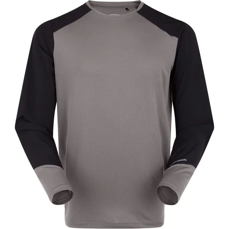 Madison Flux Long Sleeve Trail Jersey in Grey/Black