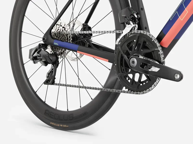 Trek Madone SL 6 AXS Gen 8 Road Bike in Matte Cobalt Blue/Trek Black/Living Coral-5