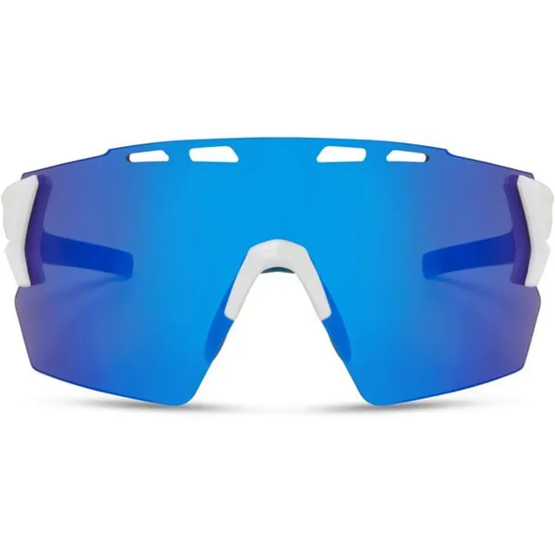 Madison Stealth Gloss White Cycling Sunglasses - Blue Mirror Lens-3