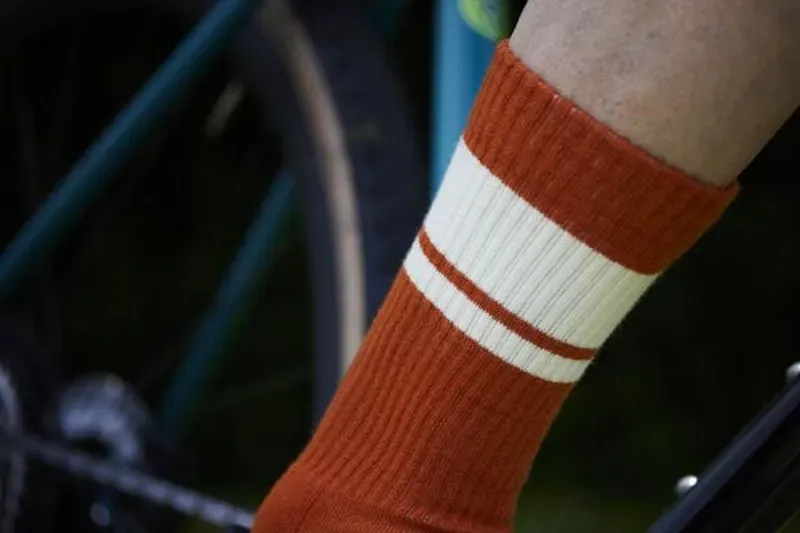 Madison Roam Isoler Cycling Crew Sock In Rust Orange-3