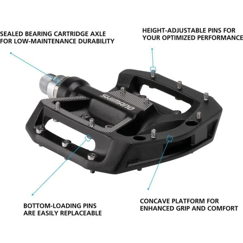 Shimano GR500 MTB Flat Pedals in Black-1