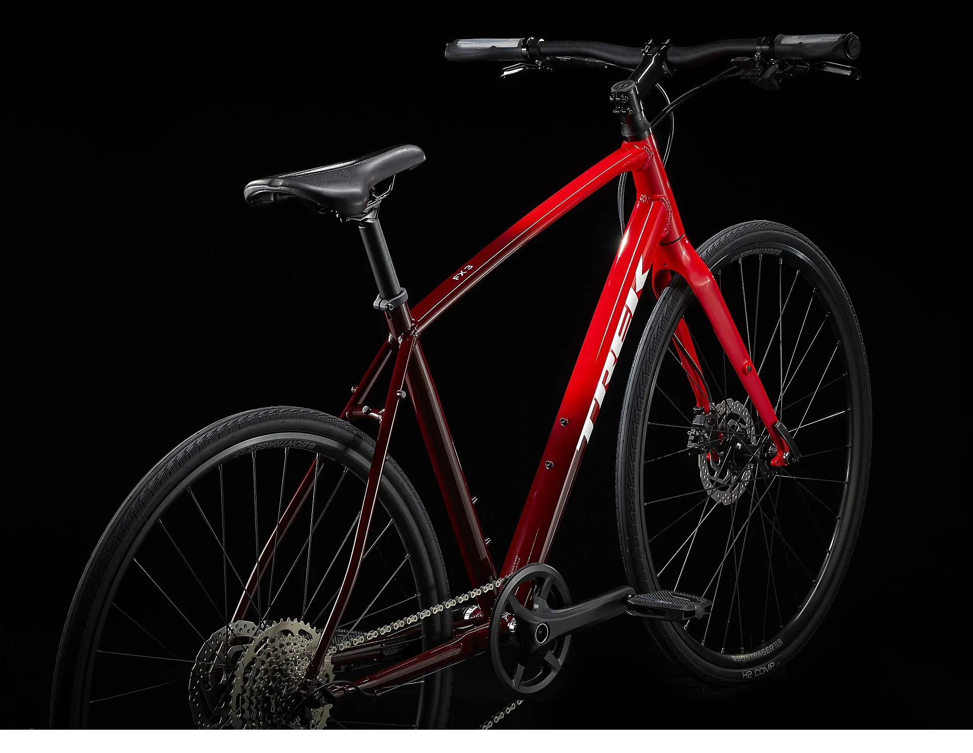 Trek FX Disc Hybrid Bike in Viper Red to Cobra Blood