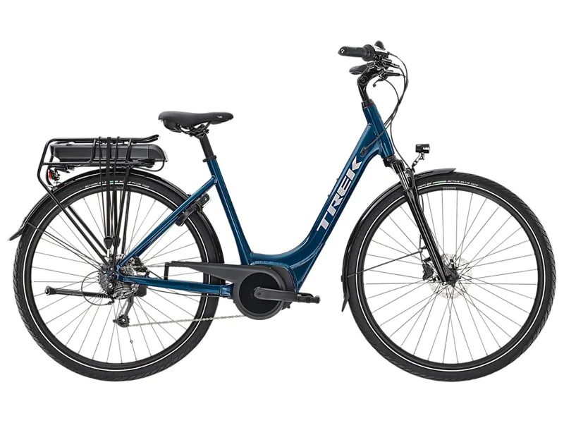 Trek Verve+ 1 Lowstep 400wh Hybrid Electric Bike in Blue