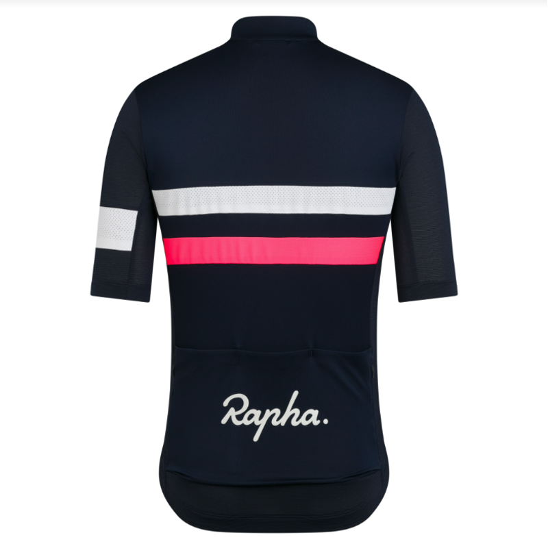 Rapha Mens Brevet Lightweight  Reflective Jersey In Navy Pink X-Large-1