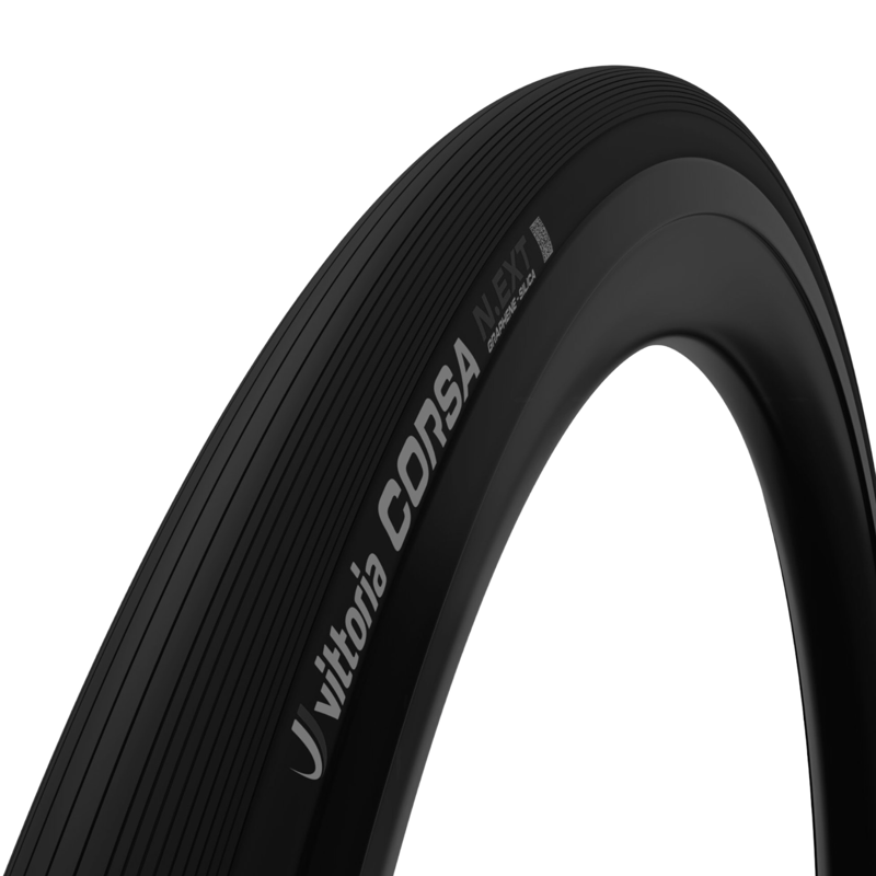 Vittoria Corsa NEXT Graphene Tubeless Road Bike Tyre Black tyre Grey Logo 700 x 32c