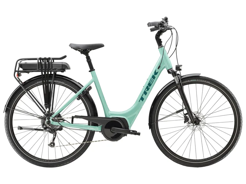 Trek Verve 2 Lowstep 500wh Electric Hybrid Bike in Blue Sage