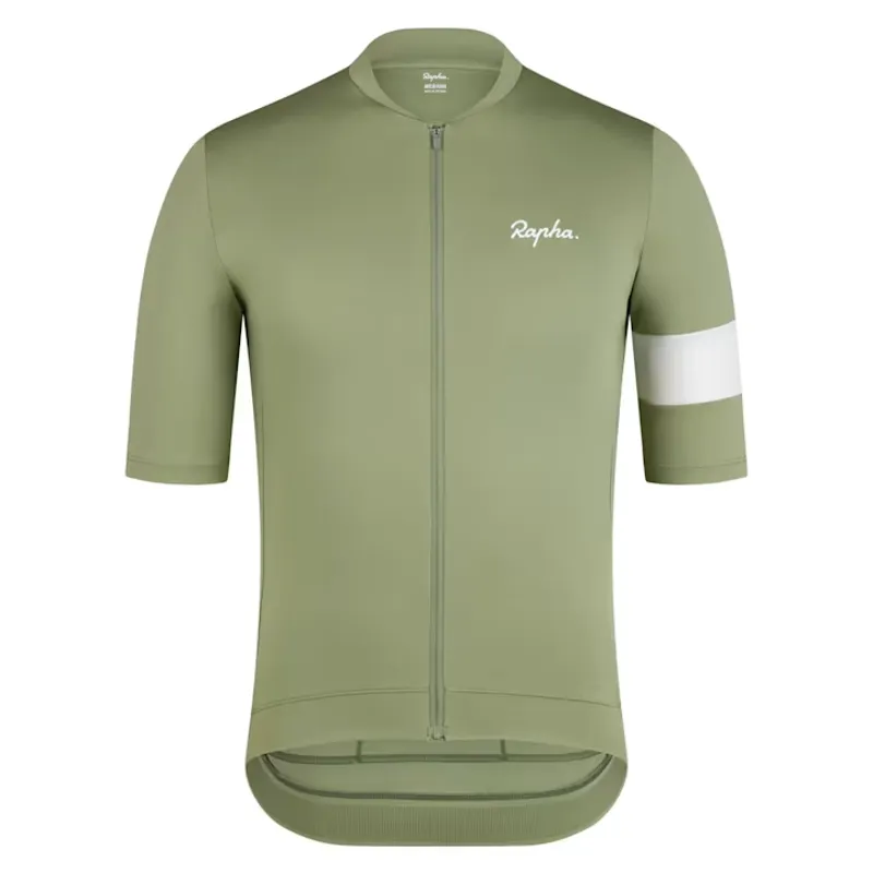Rapha Mens Core Cycling Jersey Short Sleeve in Olive Green White XXL