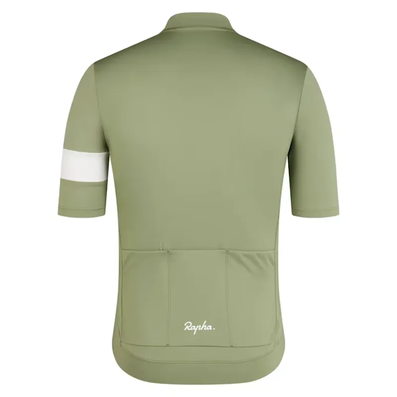 Rapha Mens Core Cycling Jersey Short Sleeve in Olive Green White XXL-1