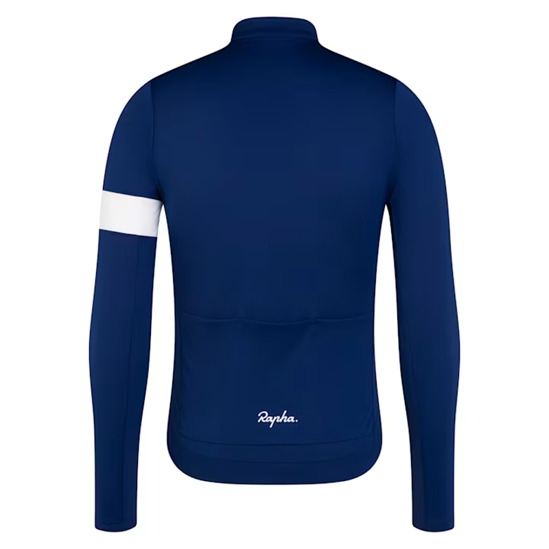 Rapha Mens Core Cycling Jersey Thermal Long Sleeve Navy Blue White-1