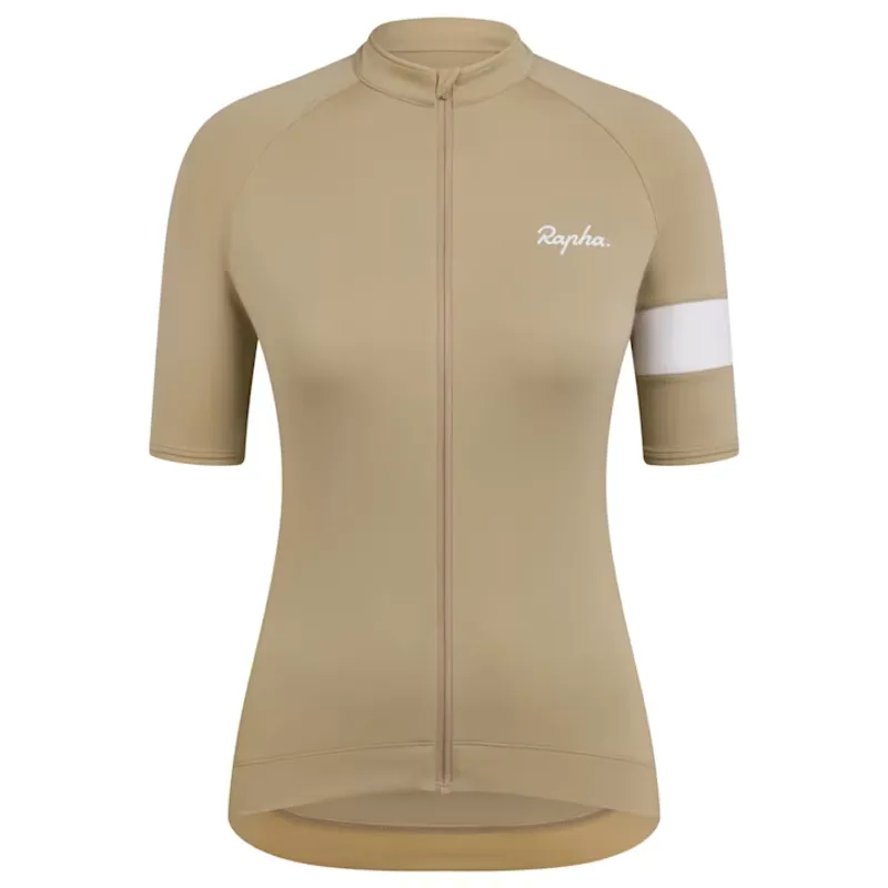 Rapha Womens Core Cycling Jersey Short Sleeve Tan White Small