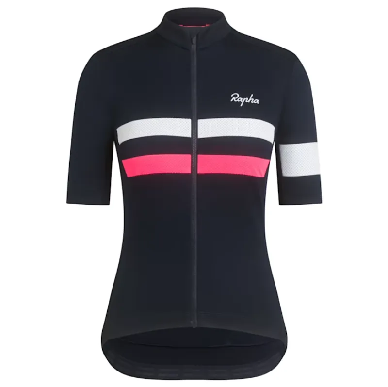 Rapha Womens Brevet Cycling Jersey Medium in Navy Pink