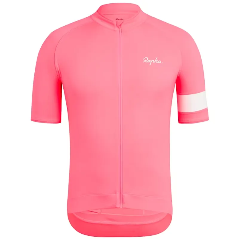 Rapha Mens Core Short Sleeve Cycling Jersey in High-Vis Pink L-XXL