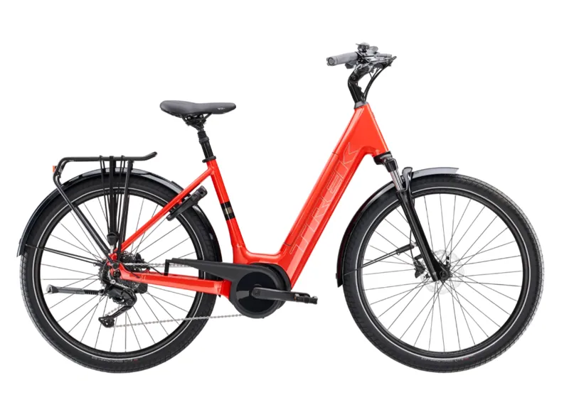 2026 Trek Verve+ 3 Lowstep Electric Hybrid Bike in Lava Red