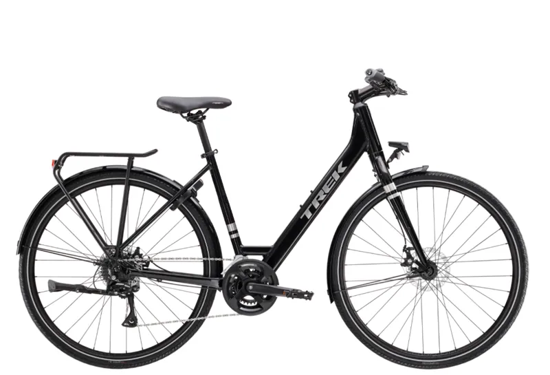 2024 Trek Verve 1 Lowstep Equipped Hybrid Bike in trek Black