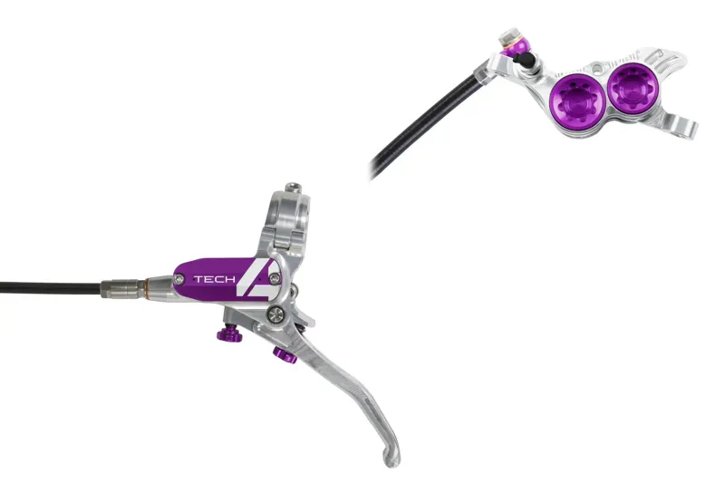 Hope Tech 4 V4 Disc Brake No Rotor - Silver/Purple