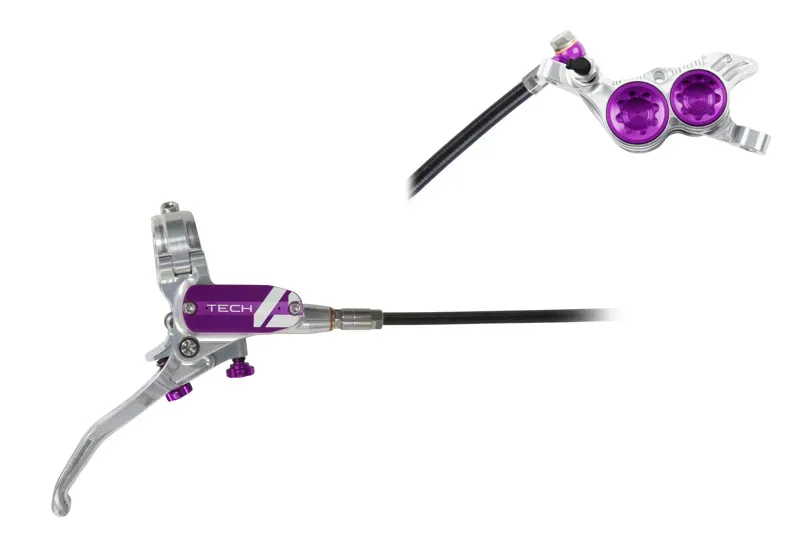 Hope Tech 4 V4 Disc Brake No Rotor - Silver/Purple-1