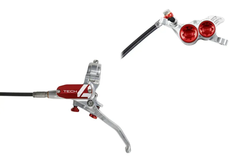 Hope Tech 4 V4 Disc Brake No Rotor - Silver/Red