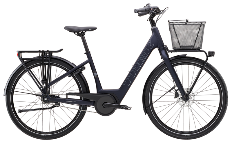 2026 Trek District+ 1 Coaster Lowstep E-Bike in Matte Deep Dark Blue