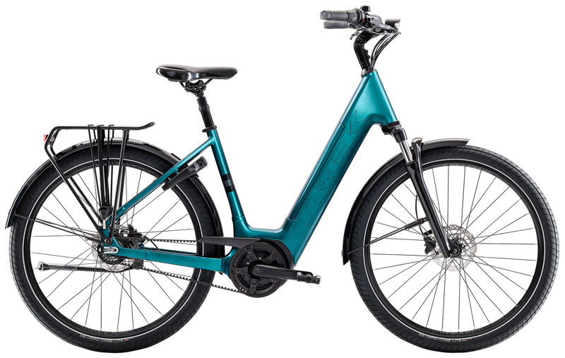 Trek District+ 3 Lowstep Belt E-Bike in Dark Aquatic