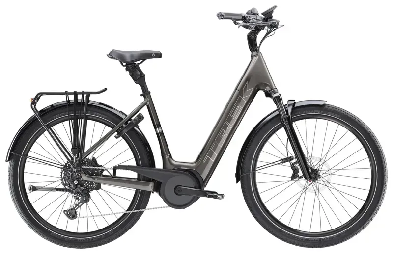 2025 Trek Verve+ 5 Lowstep 400Wh Electric Hybrid Bike Mercury Silver